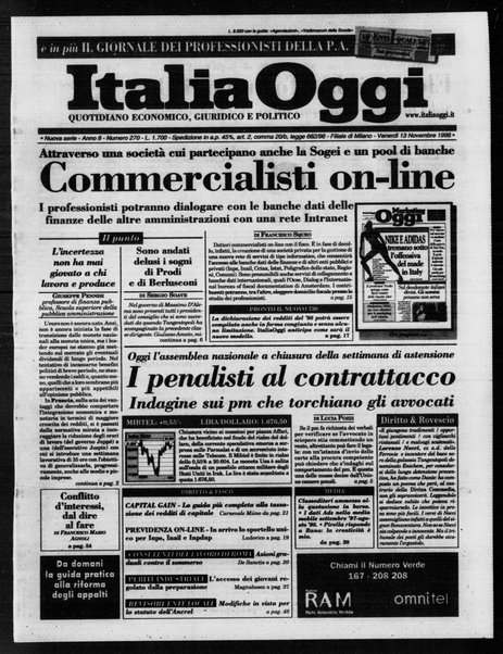 Italia oggi : quotidiano di economia finanza e politica